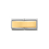 Nomination COMPOSABLE CLASSIC DOUBLE ENGRAVED aus Edelstahl,  mit 18Kt Gold verziert, (01_Glatte Plakette)